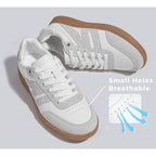 LUCKY STEP Women Classic Retro Gum Sole Fashion Sneakers Casual Tennis Skate Shoe Genuine Leather Walking Footwear Anti Slip Trainers