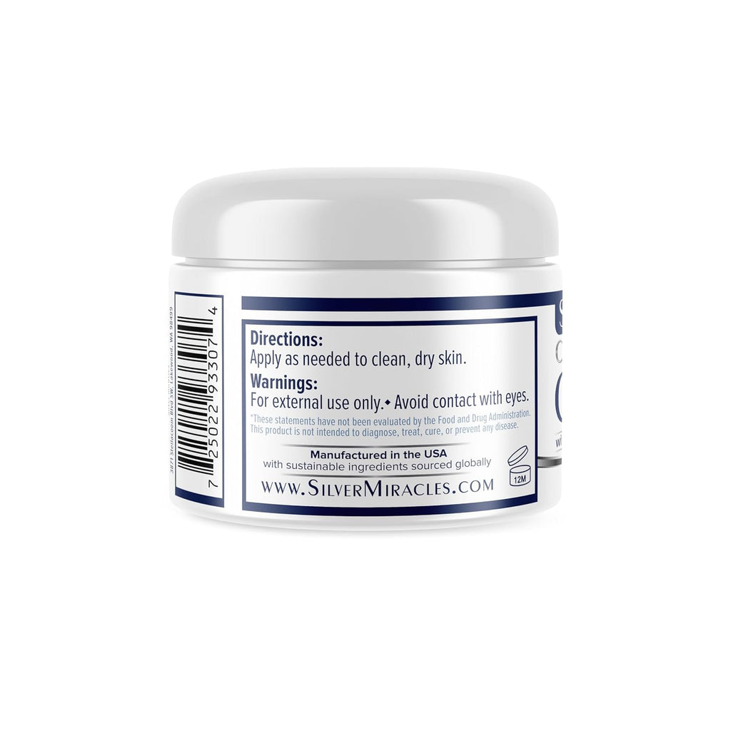 Silver Miracles Colloidal Silver Cream - 4Oz - Colloidal Silver Skin Healing Cream - Scent And Dye Free - Moisturizes Dry Skin - Made With 99.999% Pure Silver