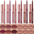 LANGMANNI 6 Matte Lipstick with 6 Lipliners Durable Makeup Set,Long-Lasting Non-Stick Cup Not Fade Waterproof Pigmented Velvet Lipgloss Kit Beauty Cosmetics Makeup Gift for Women (#A)