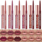 LANGMANNI 6 Matte Lipstick with 6 Lipliners Durable Makeup Set,Long-Lasting Non-Stick Cup Not Fade Waterproof Pigmented Velvet Lipgloss Kit Beauty Cosmetics Makeup Gift for Women (#A)