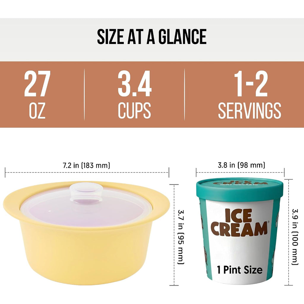 27Oz Platinum Silicone Microwave Steamer Pot With Handle & Lid - Korean 100% Food-Grade Steamer Bowl, Heat-Resistant Cooker With Steam Holes, Easy Clean, Dishwasher Safe, Yellow