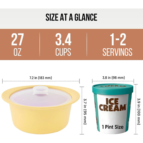 27Oz Platinum Silicone Microwave Steamer Pot With Handle & Lid - Korean 100% Food-Grade Steamer Bowl, Heat-Resistant Cooker With Steam Holes, Easy Clean, Dishwasher Safe, Yellow