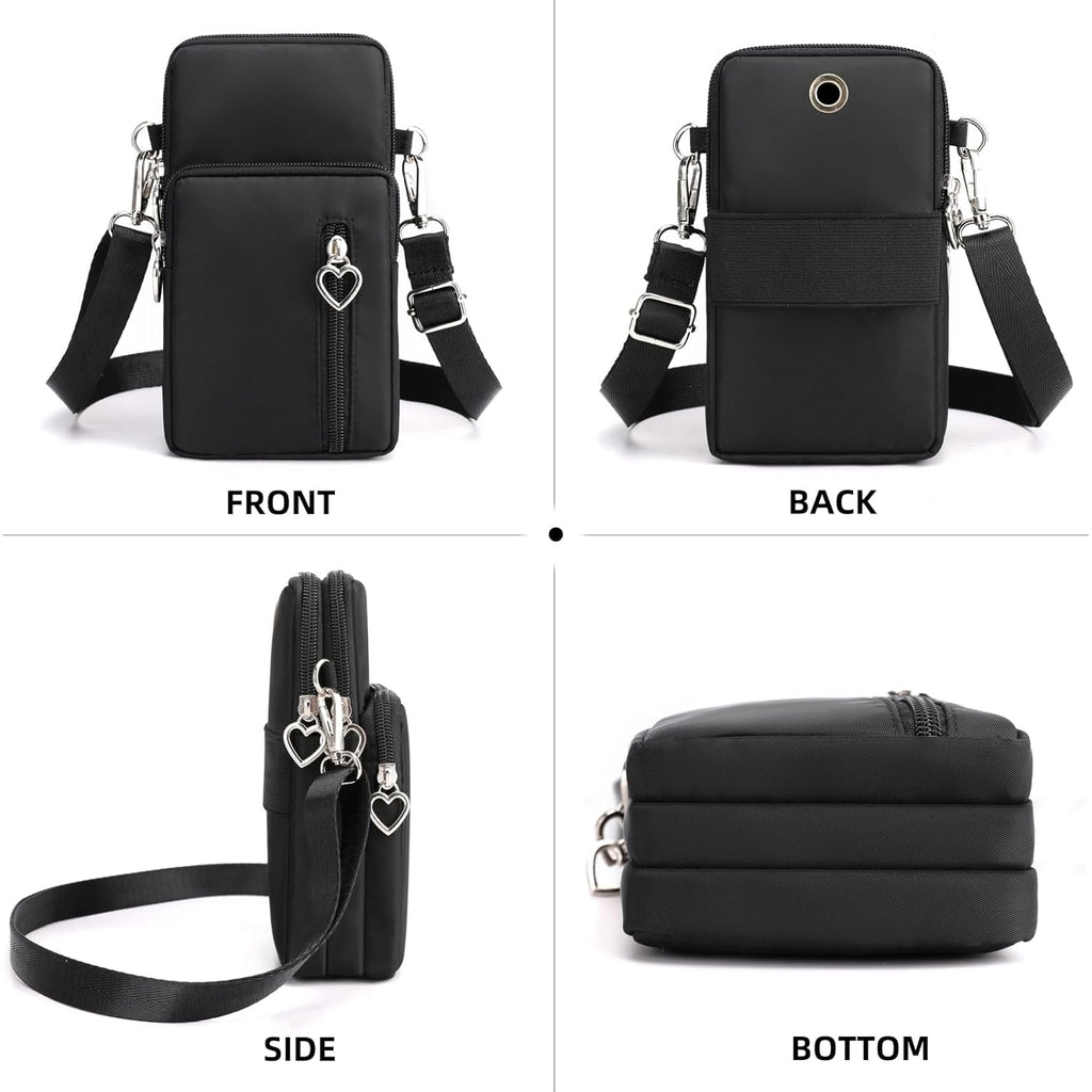 JANKS Small Crossbody Bag for Women - Mini Phone Purses with Crossbody Strap and Wallet - Nylon Arm Bag