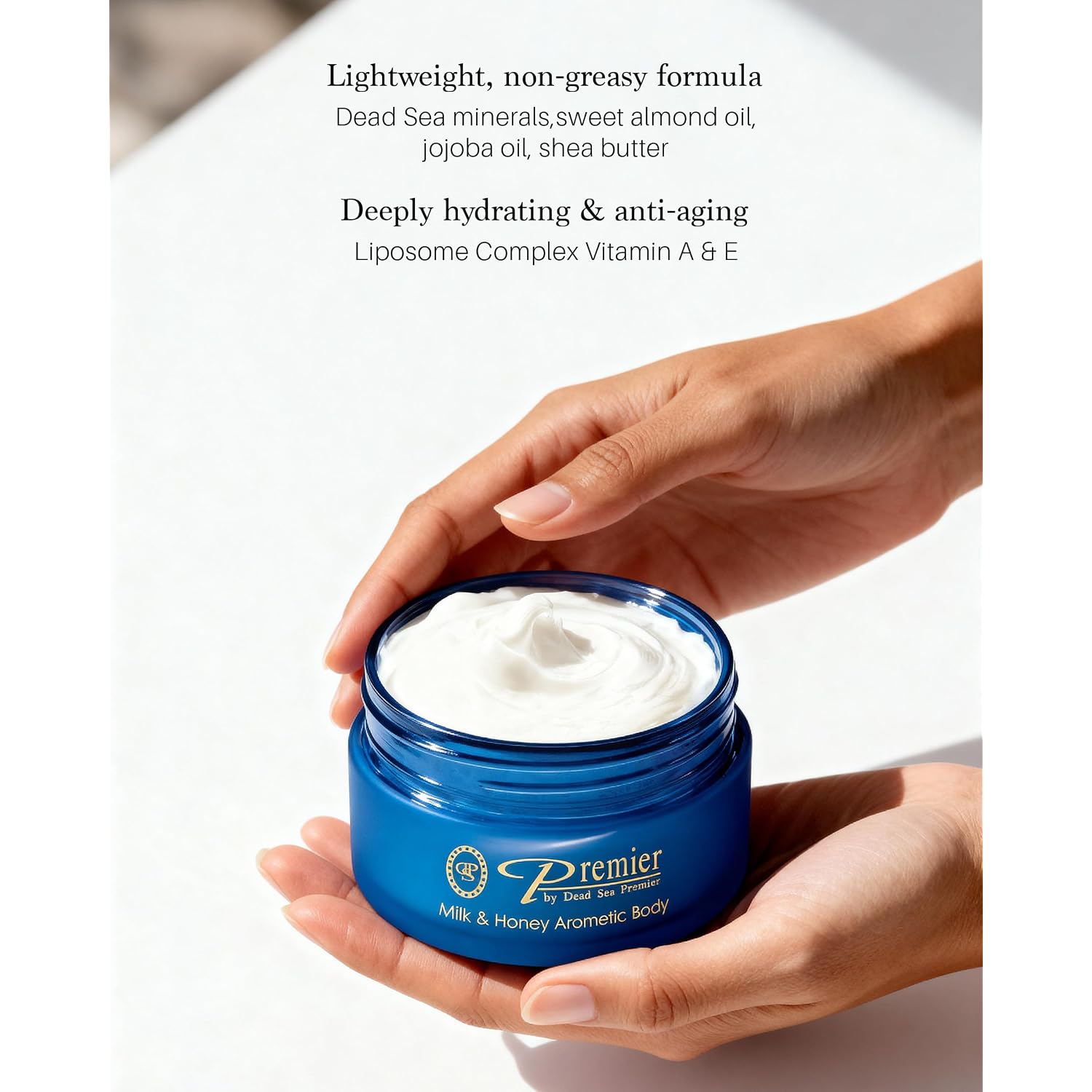 Premier Dead Sea Anti-Aging Body Cream - Deep Moisturizing Body Butter For Dry Skin With Dead Sea Minerals, Firming Lotion For Women, Luxury Skin Care (Milk & Honey, 5.95 Fl Oz)