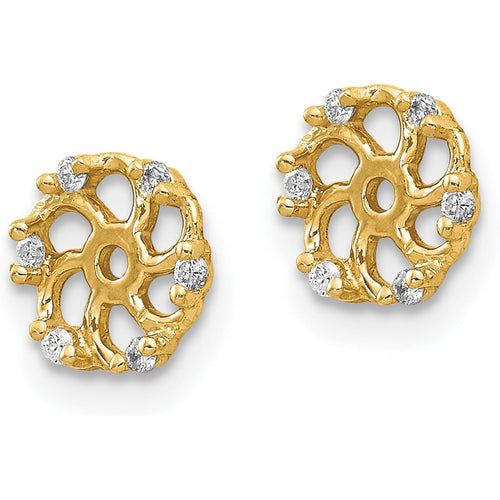 14k Yellow Gold .48ct Diamond Twisted Halo Earring Jackets UpTo 4.5mm Studs (0.048 cttw, I1 Clarity, H-I Color)