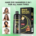 Black Hair Dye Shampoo for Woman & Man, Argan Hair Color Shampoo 3 in 1, Semi-Permanent Gray Hair Coverage, Mild Formula, Lasts 30 Days(16.90 oz)