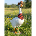 Larpgears Premium Adjustable Large Porch Goose Statue – 23” Realistic Hollow Plastic Garden Goose With Removable Cowboy Hat & Bandana, Stone Base With Sand-Fillable Design For Outdoor Stability