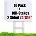 10 Large Blank Yard Signs With Stakes 18 X 24",Corrugated Plastic Lawn Sign Kit For Estate Garage Sale,Party,Birthday,Wedding,Campaign,Parking,Make Your Own Outdoor Sign