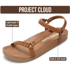 Project Cloud Sandals For Women 2026 - Strappy Adjustable Womens Sandals With Plush Insole - Lightweight & Non Slip Women Footwear - Everyday Wear Womens Slides (Brandy)