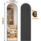 Arched Full Length Mirror, 56"X15" Standing Body Mirror For Wall, With Aluminum Alloy Frame For Bedroom, Living Room, Dressing Room(Black)