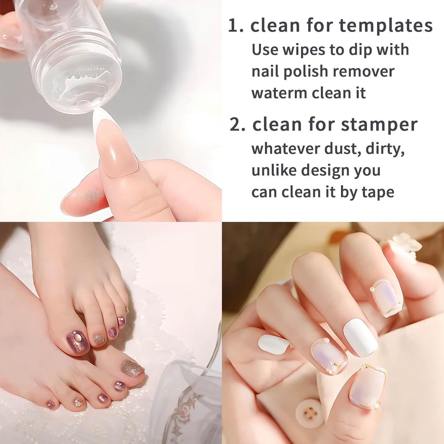 French Tip Nail Stamper Kit,Silicone Jelly Nail Art Stamper with Scraper, Reusable Tear-Resistant Nail Stamping Tool for Perfect French Manicure, DIY Home Salon Nail Art Tool