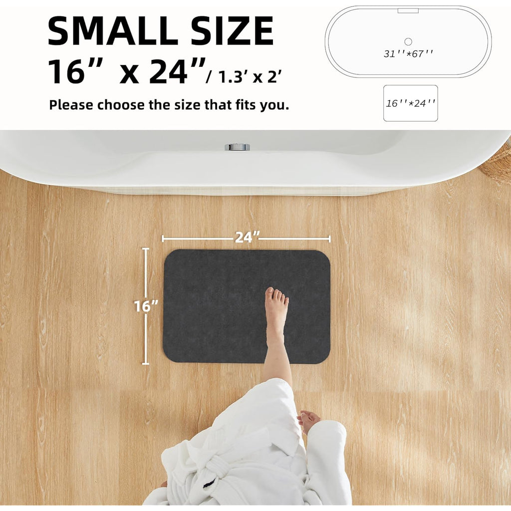 Bath Mat, Bathroom Rugs Non Slip Washable Thin Absorbent Quick Dry Bath Mat Fits Under Door Bathroom Floor Mat Perfect For Bath, Shower, Or Sink 16"X24" Dark Grey
