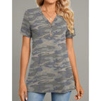 BISHUIGE Womens Henley Tunic Tops Button Up Tshirts Short Sleeve Vneck Casual Blouses