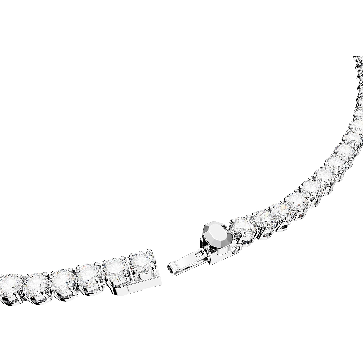 Swarovski Matrix Tennis Necklace with Bright Blue Crystals on a Rhodium Finished Setting