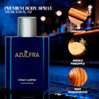 Azulfra Deodorizing Body Spray for Men 3.56 Fl.Oz, Notes of Grapefruit Pineapple and Sandalwood, Long lasting Men's Fragrance Mist
