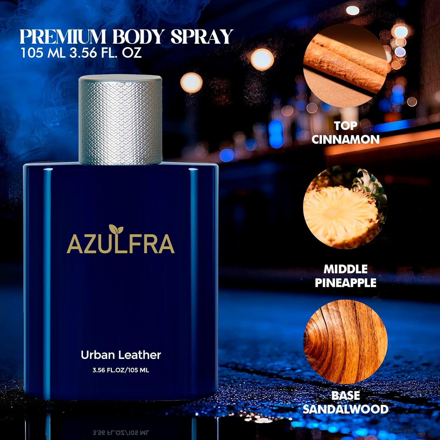 Azulfra Deodorizing Body Spray for Men 3.56 Fl.Oz, Notes of Grapefruit Pineapple and Sandalwood, Long lasting Men's Fragrance Mist
