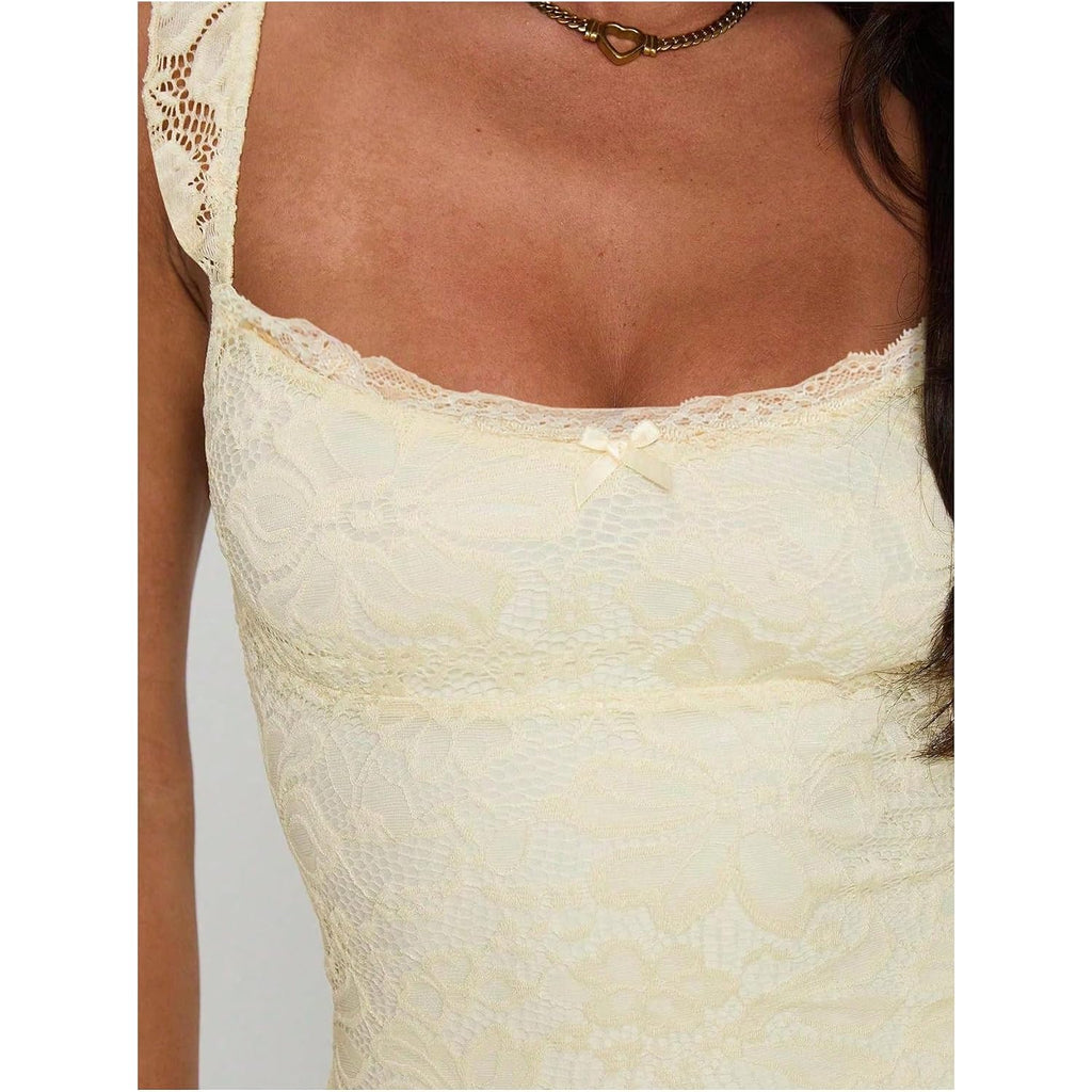 Floerns Women'S Summer Mini Dress Floral Lace Sleeveless Vacation Cute A Line Dresses