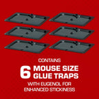 Tomcat Glue Traps Mouse Size With Eugenol For Enhanced Stickiness, 6 Traps | Sticky Pads For Mice, Cockroaches, And Spiders