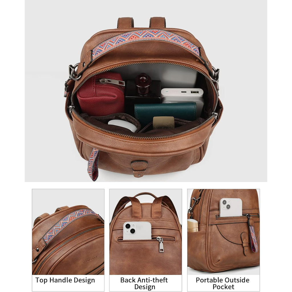 Mini Backpack Purse For Women, Designer Leather Cute Roomly Small Backpacks, Ladies Shoulder Backpack Fashion Handbag