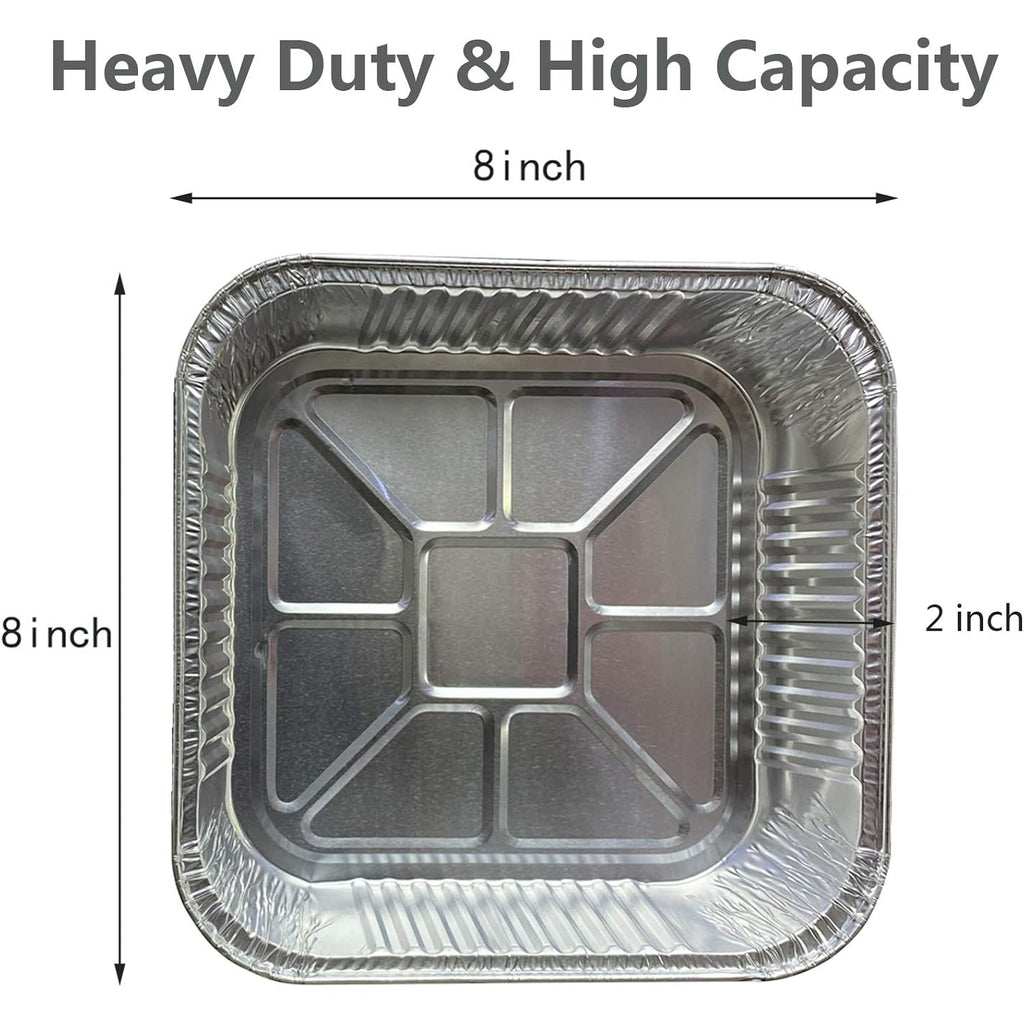 Waytiffer 25pack- 8 x 8 Aluminum foil Pans Disposable Heavy Duty Square baking Cake Pan, Cooking Tins Homemade Breads Oven Pans,Foil Pan, Baking pan Roasting