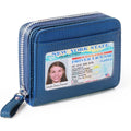 Genuine Wallet Women Rfid Blocking Card Holder, Small Leather Womens Wallet With Zipper Id Window Coin Pocket