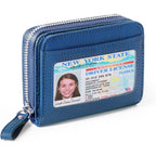 Genuine Wallet Women Rfid Blocking Card Holder, Small Leather Womens Wallet With Zipper Id Window Coin Pocket