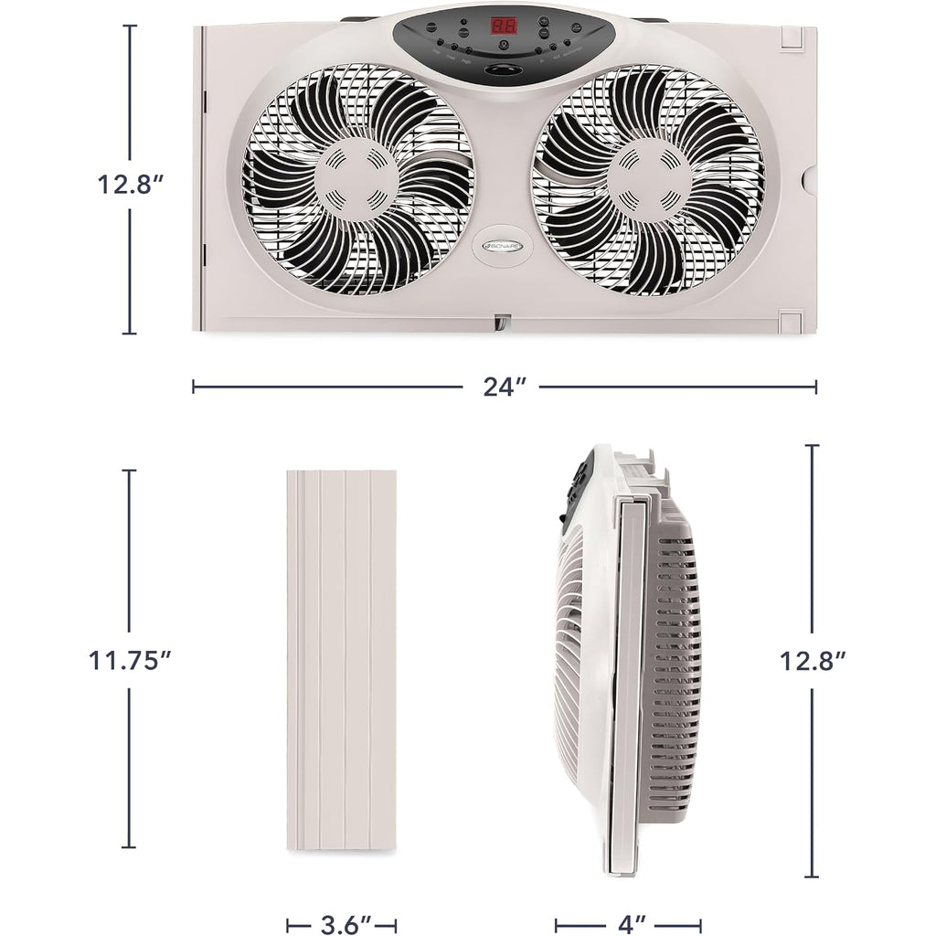 Bionaire Window Fan With Reversible Airflow Blades – 3-Speed Settings, Programmable Thermostat, Led Display, Remote Control, Fits 24–36" Windows, No Assembly Required