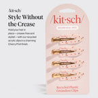 Kitsch Creaseless Hair Clips For Women - No Crease, No Bend Hair Clips For Styling, Bangs, Makeup Application, Face Wash - Recycled Acrylic - Cherry Print, 4Pcs