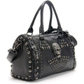 Women Skull Handbag Large Capacity Gothic Shoulder Bag Studded Doctor Handbag