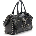 Women Skull Handbag Large Capacity Gothic Shoulder Bag Studded Doctor Handbag