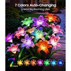 Letmy Solar Garden Lights, 4 Pack Solar Flower Lights With 6 Head Bigger Lily Lights, Ip65 Waterproof Solar Lights Outdoor, Decorative Lights For Garden, Patio, Yard, Flower Bed