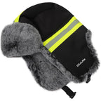 Hi Vis Trapper Hat with Ears Flaps Reflective Strip Trapper Hat Faux Fur Thickened Winter Cold Weather Windproof Skiing Cap