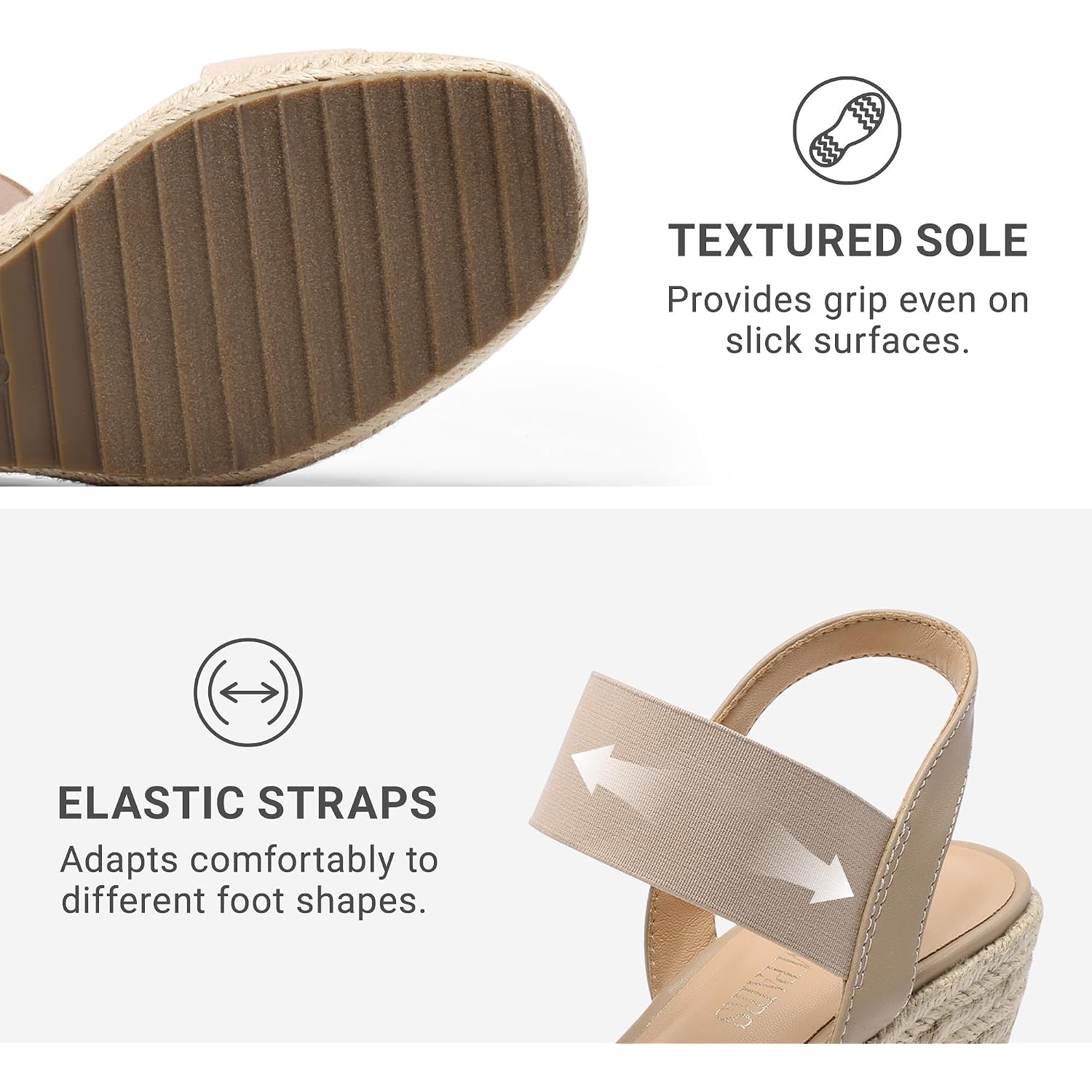 Dream Pairs Womens Open Toe Espadrilles Dressy Platform Sandals Slip On Elastic Ankle Strap Wedges Sandals