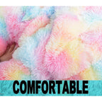 Fluffy Bean Bag Chair For Kids, 2.5Ft Round Memory Foam Filled Bean Bag For Teens & Kids, Ultra Soft Faux Fur Fabric Bean Bag Chairs For Playroom, Living Room, Bedroom, Rainbow