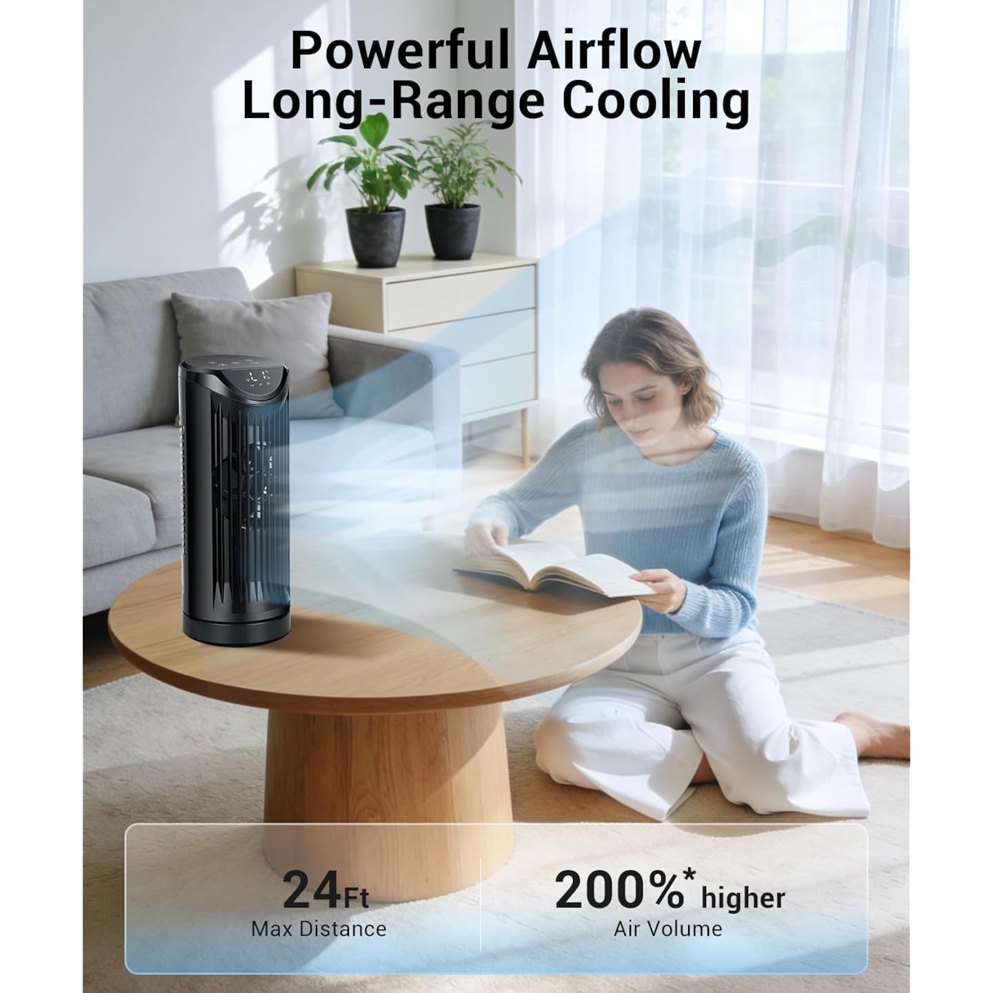 Personal Tower Fan For Bedroom With Remote, Portable Desk Table Fan，4 Speeds Cooling Standing Fan With 12H Timer, 60° & 110° Oscillating Floor Tower Fans That Blows Cold Air For Bedroom Office,Black