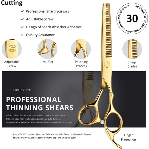 12 Pcs Professional Hair Cutting Scissors Set, Stainless Steel Haircut Shears with Thinning Scissors, Combs, Cape & Storage Case, Sharp & Durable for Men Women Kids, Home Salon Barber Use