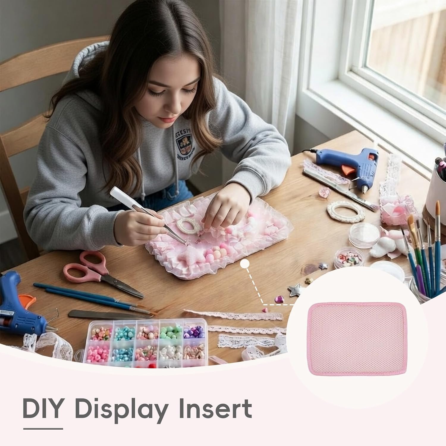 Ita Bag With Diy Accessory Kit - Clear Window Y2K Kawaii Lace Crossbody Bag With Display Insert For Pins & Button Badges