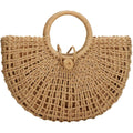 Yyw Straw Bags For Women,Hand-Woven Straw Top-Handle Bag With Round Ring Handle Summer Beach Rattan Tote Handbag