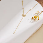 Lariat Long Necklace for Women Trendy Layered Y Necklace Dainty Pendant Drop Dangle Necklace Y-Shaped Necklace Simple CZ Necklace for Women Jewelry