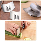 2 Pcs Finger Guard For Cutting Aid, Kitchen Tool, Stainless Steel Knife Protector, Adjustable Hand Protect Fingers, Avoid Hurting, Slicing And Chopping, Silver