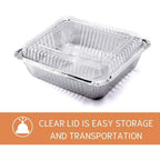 Findful (35 Pack) 8x8 Aluminum Pans with Clear Plastic Lids - Square Baking Cake Pans - Foil Pans with Lids - Disposable Food Containers Great for Cooking, Heating, Storing, Prepping Food