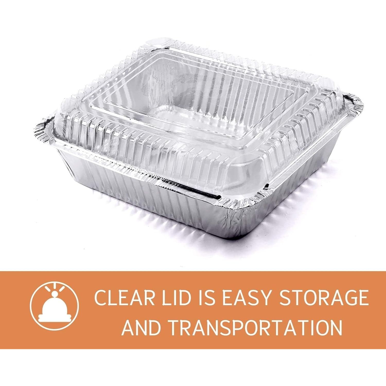 Findful (35 Pack) 8x8 Aluminum Pans with Clear Plastic Lids - Square Baking Cake Pans - Foil Pans with Lids - Disposable Food Containers Great for Cooking, Heating, Storing, Prepping Food