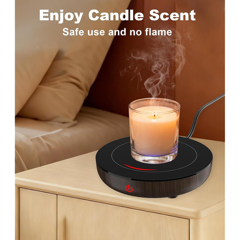Coffee Mug Warmer For Desk, 3-Temp Fast Heating Cup Warmer With 6H Auto Shut Off, Led Light & Smart Candle Warmer For All Beverages, Ideal Gifts For Women Men