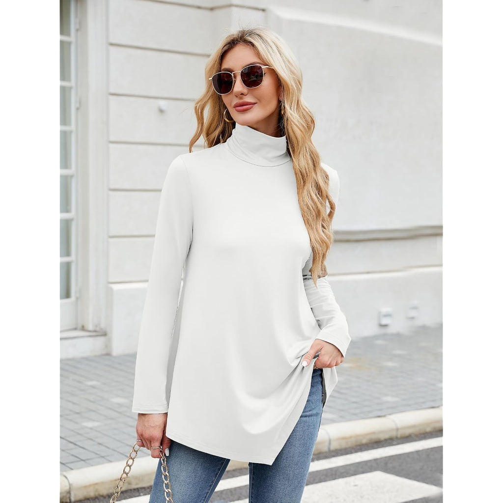 Justfashionnow Turtle Neck Shirts For Women Long Sleeve Tunic Tops To Wear With Leggings Dressy Casual Fall Clothes 2026