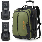Fanwoli Rolling Vacuum Backpack Travel With One-Button Compression,Carry-On | 55L Expandable | 2-In-1 Design | Built-In Electric Pump | 16 Pockets | Water Resistant | Fits 18” Laptop