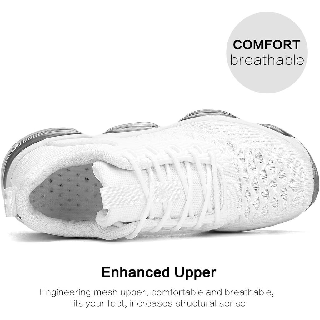 Luogoks Womens Walking Running Shoes Air Cushion Basketball Sneakers Fashion Tennis Breathable Sport Gym Fitness Cross Trainers Shoes
