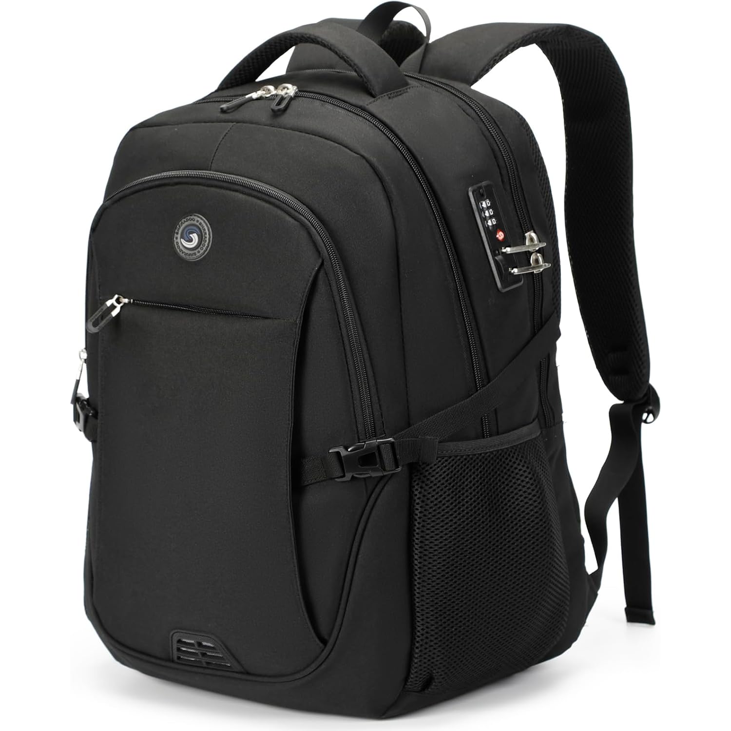 Shrradoo Anti Theft Laptop Backpack Travel Backpacks With Combination Lock For Women Men High School College Backpack Computer Bag Fits 17 Inch Laptop,Black