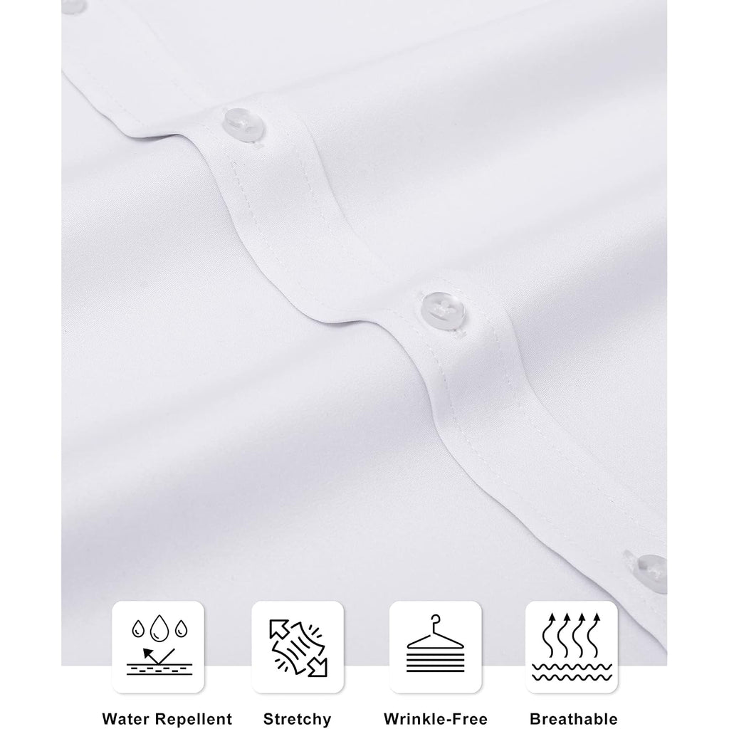 Alimens & Gentle Slim Fit Dress Shirts For Men Long Sleeve Stretch Stain Proof Wrinkle Free Button Down Shirts Formal Shirts