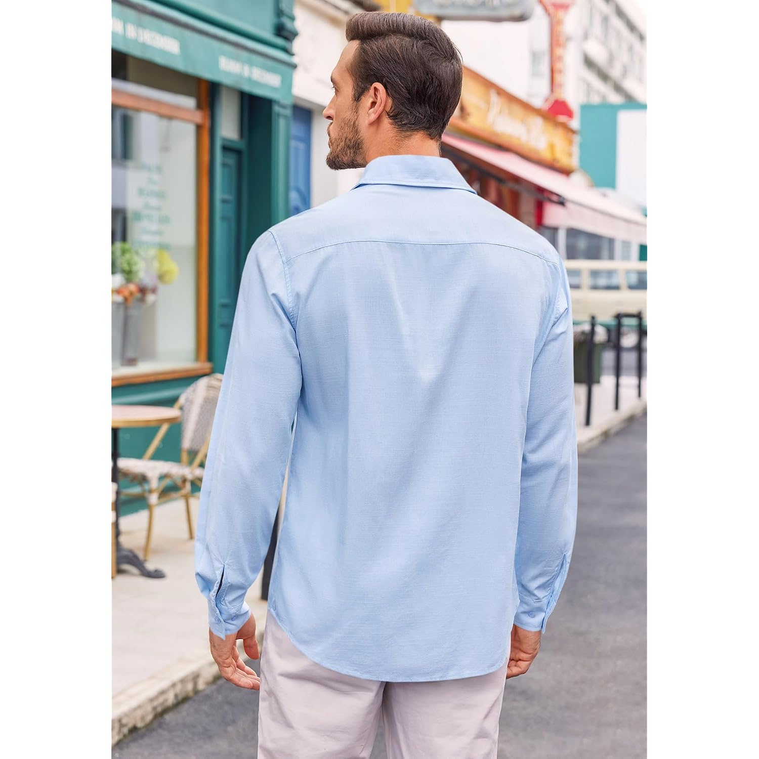 Runcati Mens Button Down Shirt Cotton Linen Casual Long Sleeve Shirts Collared Hippie Beach Tops