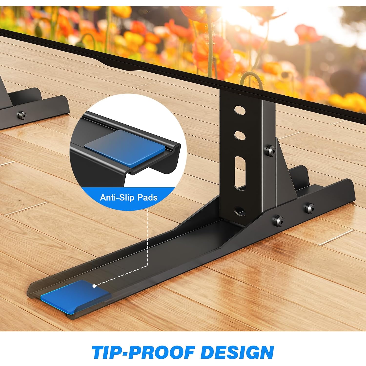 Rfiver Universal Tv Stand For 20-70 Inch Flat Curved Tvs, Height Adjustable Table Top Tv Stand, Tv Feet With Cable Management,Steel Replacement Tv Legs Holds Up To 110 Lbs, Max Vesa 800X600Mm, Black